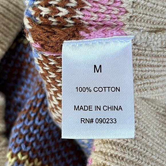 PacSun LA Hearts Sweater Vest Jr Medium Tan Blue Pink Geometric Pattern Retro - Picture 5 of 7